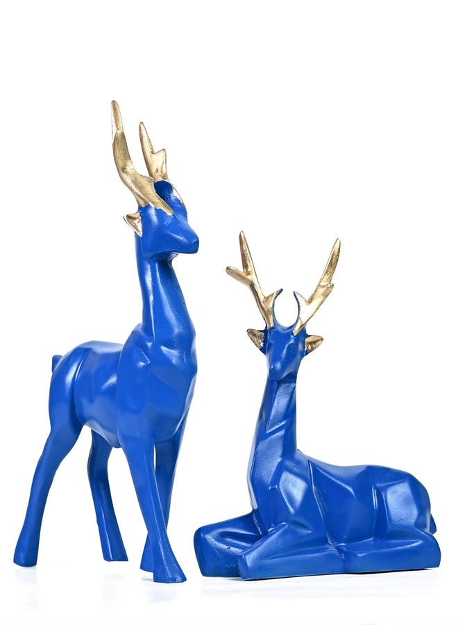 HindCraft Gift Items for Women, Blue Deer Resin Showpieces Set of 2 - Exquisite Hiran Statues for Home, Office, Ideal for House Warming Gifts and Christmas Décor, Nature-Inspired Room Decor Aesthetic - Image 1